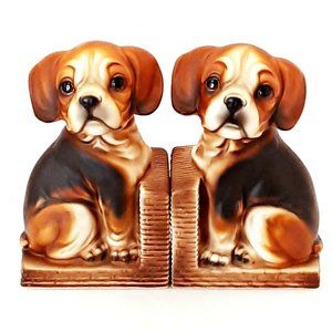 Vintage Beagle Bookends Dog Puppy Satin Finish